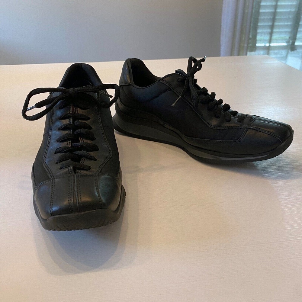 Very Rare! Men's Black Leather Prada Sneakers Shoes EU Size 34.5 / US‎ Size 4.5